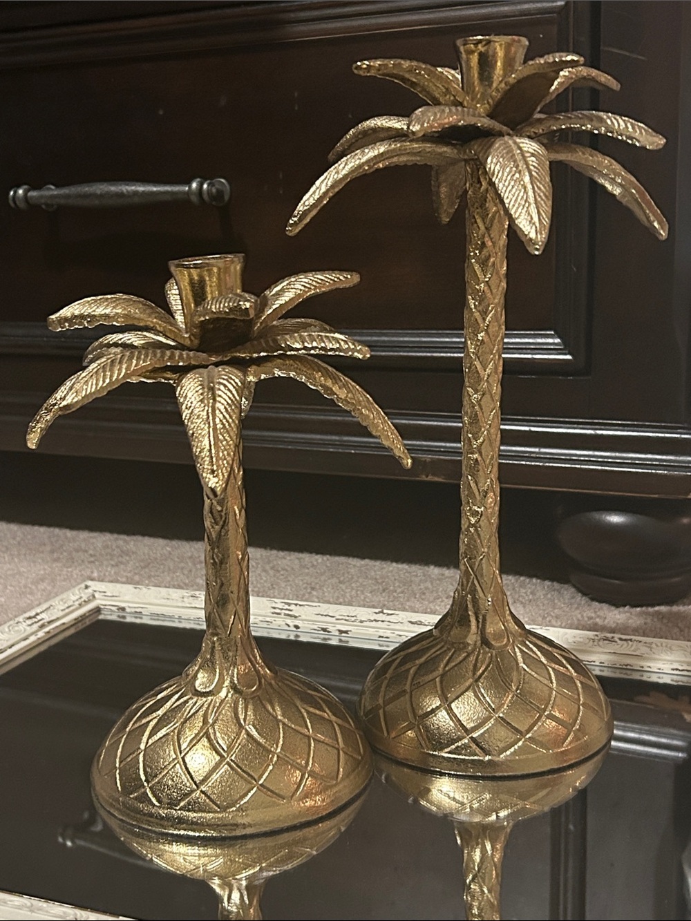 Kirkland Signature Gold Palm Tree Candle Holders - Pair
